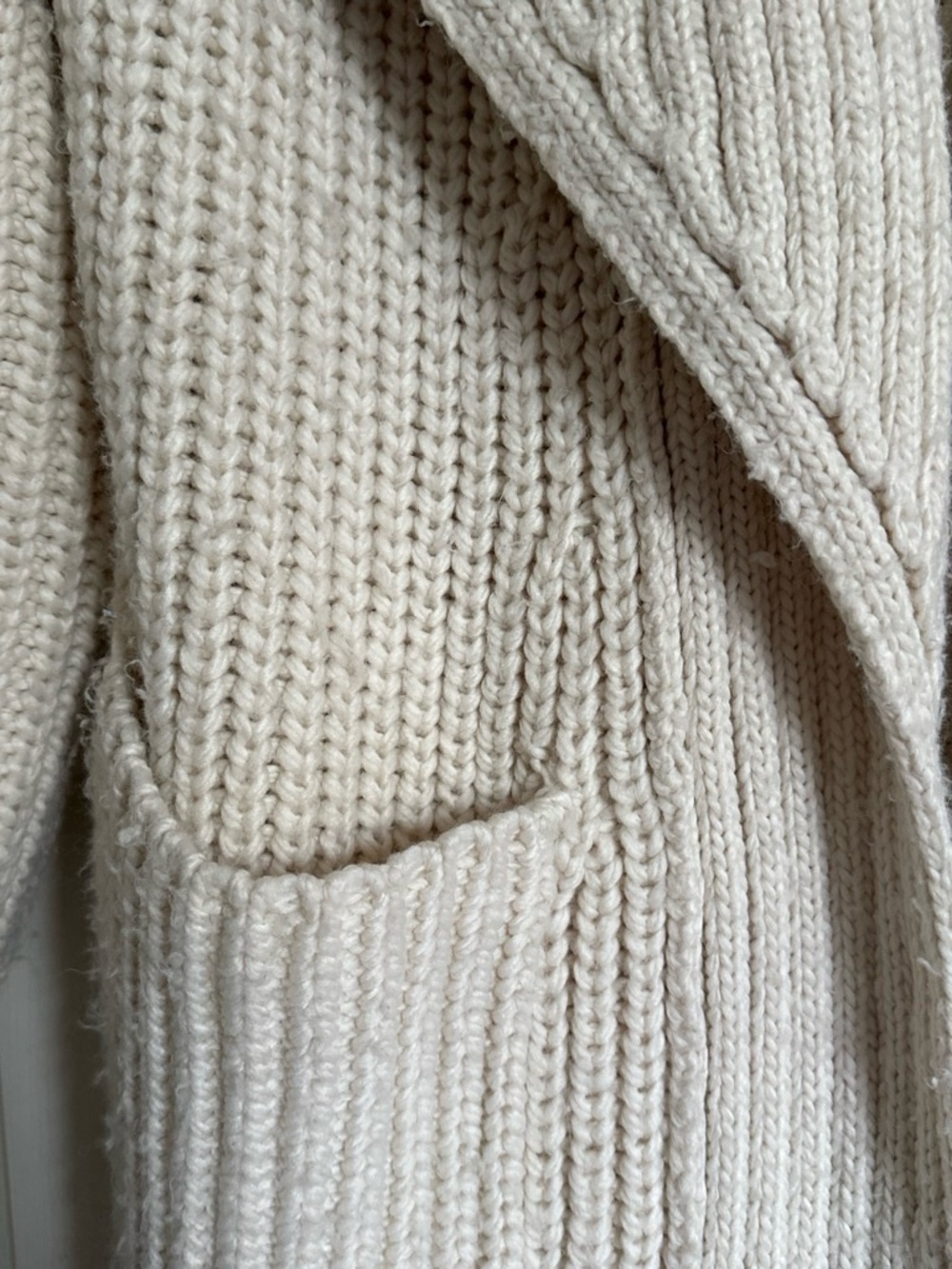 Zara Cream Ribbed Shawl-Collar Long Cardigan Size Small - Picture 3 of 5